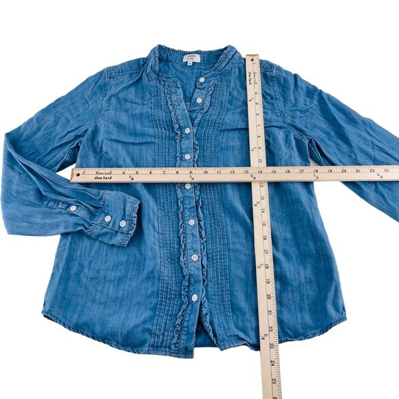 Crown & Ivy Womens Long Sleeve Denim Button-Up Shirt Size Small - Picture 4 of 6
